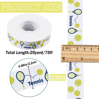 25 Yards Sport Ball Theme Printed Polyester Grosgrain Ribbon OCOR-WH20002-03A-04-1