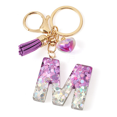 Alloy Resin Heart Keychains KEYC-TADJ0002-01G-M-1