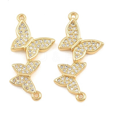 Brass Micro Pave Clear Cubic Zirconia Connector Charms CU-CBA908F-04G-02-1