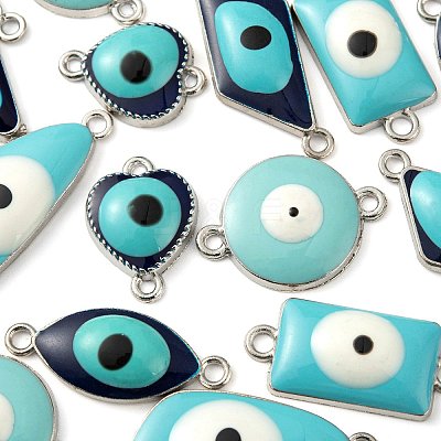 32Pcs 8 Style Platinum Alloy Enamel Links Connectors ENAM-LS0001-84-1