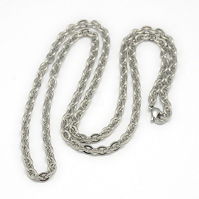 Tarnish Resistant Trendy Unisex 201 Stainless Steel Cable Chain Necklaces NJEW-L043-18P-1