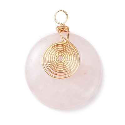 Natural Rose Quartz Pendants PALLOY-JF01289-1