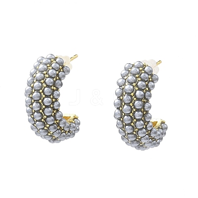 Gainsboro Plastic Pearl Beaded Stud Earrings EJEW-L270-012B-G-1-1