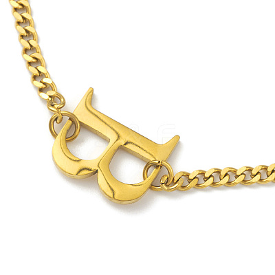 Ion Plating(IP) 304 Stainless Steel Initial Letter B Pendant Necklace with Curb Chains for Women NJEW-M199-02G-1