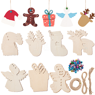 DIY Christmas Unfinished Wood Pendant Decorations Kits WOOD-SC0001-88-1