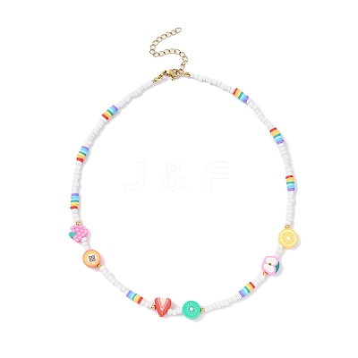 Polymer Clay Beaded Necklace NJEW-TA00124-1