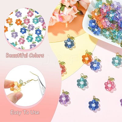 50Pcs 5 Colors Acrylic & ABS Plastic Pearl Pendants PALLOY-YW00199-1