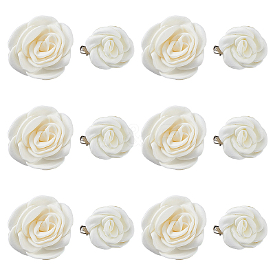8Pcs 2 Style Camellia Shaped Polyester Alligator Hair Clips PHAR-FH0001-03-1