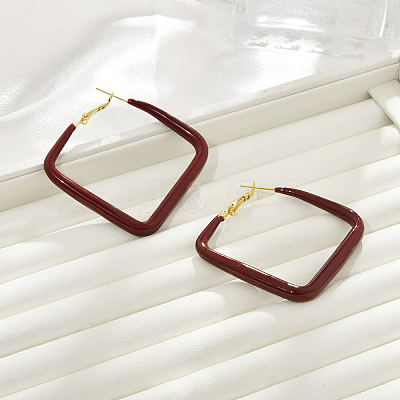 Brass Rhombus Hoop Earrings EJEW-A121-12E-G-1