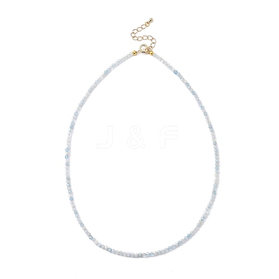 Natural Aquamarine Beaded Necklaces NJEW-JN02990-01-1