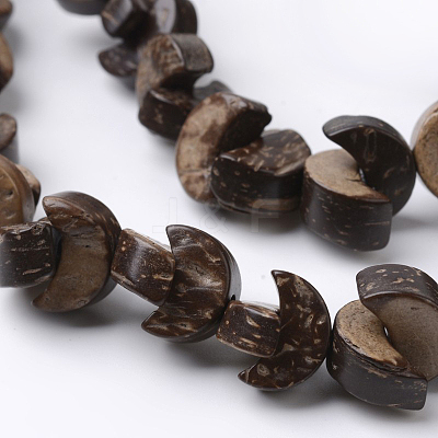 Natural Coconut Moon Bead Strands COCB-O003-09-1