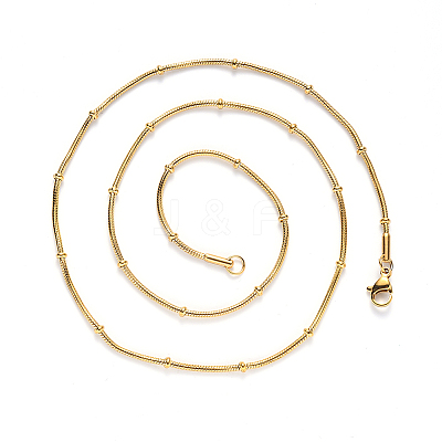 PVD Vacuum Plating 304 Stainless Steel Round Snake Chain Necklace NJEW-S420-009A-G-1
