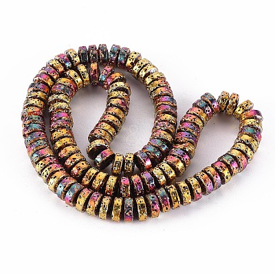 Electroplated Natural Lava Rock Beads Strands LS-G-T114-69C-1