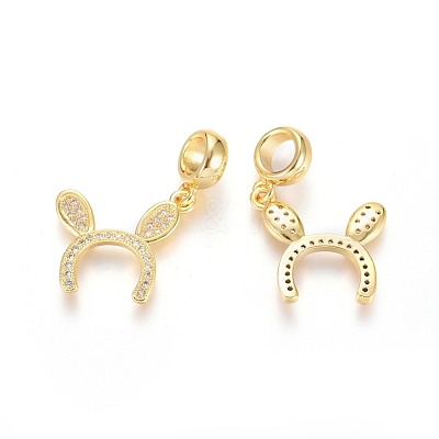 Brass Micro Pave Clear Cubic Zirconia European Dangle Charms OPDL-L016-07G-1