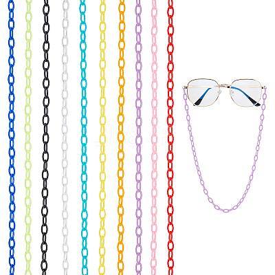 20 Strands 10 Colors Opaque Acrylic Cable Chains SACR-PH0002-11-1