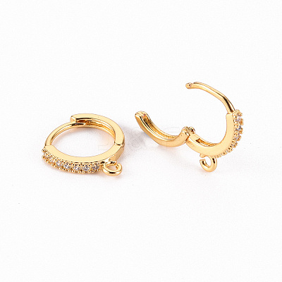 Brass Micro Pave Clear Cubic Zirconia Hoop Earring Findings LS-X-ZIRC-S068-009B-NF-1