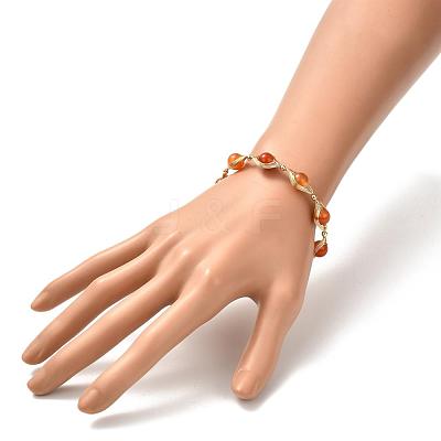 Natural Carnelian Beaded Bracelets for Men Women BJEW-TA00012-01-1