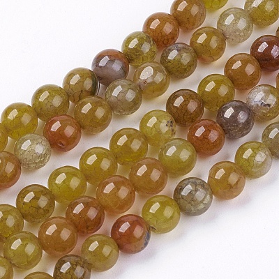 Natural Crackle Agate Stone Bead Strands G-R193-16-6mm-1