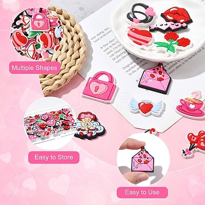 60Pcs 12 Styles Valentine's Day Theme PVC Cabochons FIND-CJ0011-21-1