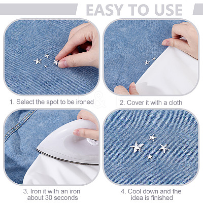 1200Pcs 4 Styles Aluminum Hotfix Iron On Star Studs FIND-NB0006-17P-1