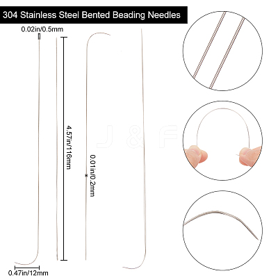 10Pcs 201 Stainless Steel Bented Beading Needles TOOL-BBC0001-07-1-1