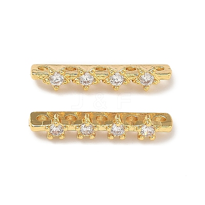 Brass Micro Pave Clear Cubic Zirconia Spacer Bars KK-Z139-11G-01-1