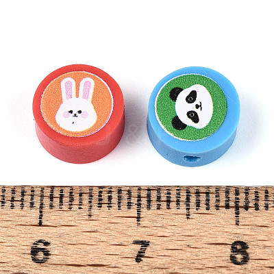 Printed Handmade Polymer Clay Beads CLAY-T022-12F-1