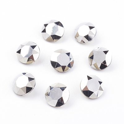 Pointed Back & Back Plated Glass Rhinestone Cabochons RGLA-J012-8mm-001CA-1