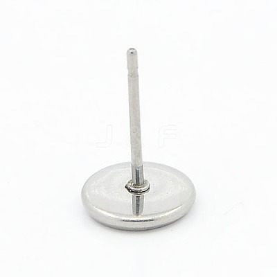 Tarnish Resistant 304 Stainless Steel Flat Round Stud Earring Settings STAS-I017-04-1