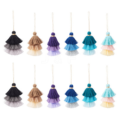 12Pcs 6 Styles Nylon Thread Tassel Big Pendant Decorations FIND-TA0009-18-1