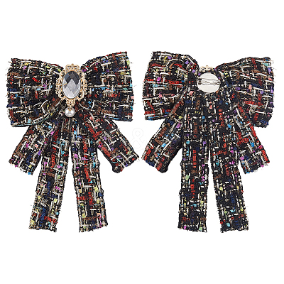 Bowknot Polyester Brooches for Backpack Clothes JEWB-WH20006-10B-1