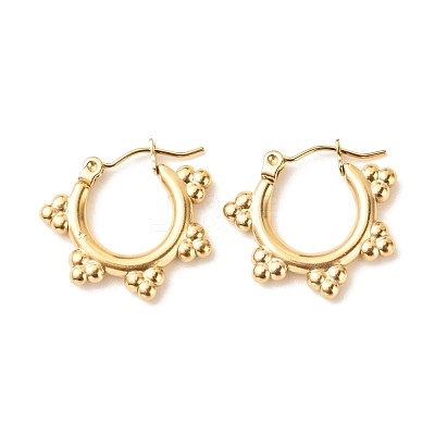 Ion Plating(IP) 304 Stainless Steel Flower Hoop Earrings for Women EJEW-K242-05G-1