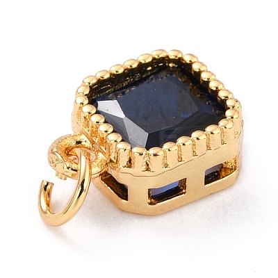 Real 18K Gold Plated Brass Inlaid Cubic Zirconia Charms ZIRC-L100-073G-1