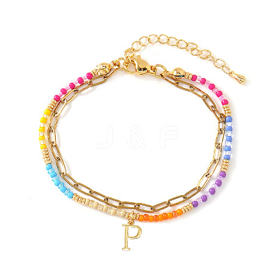 304 Stainless Steel Letter Charm Double-layered Bracelets VG5038-16-1