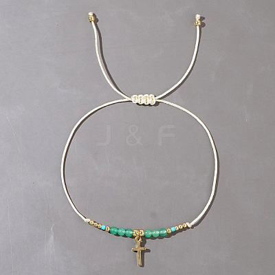 Natural Green Onyx Agate Braided Bead Bracelets KA2676-3-1