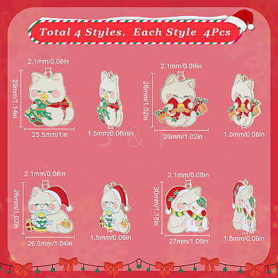16Pcs 4 Styles Christmas Theme Alloy Enamel Pendants ENAM-SC0005-35-1