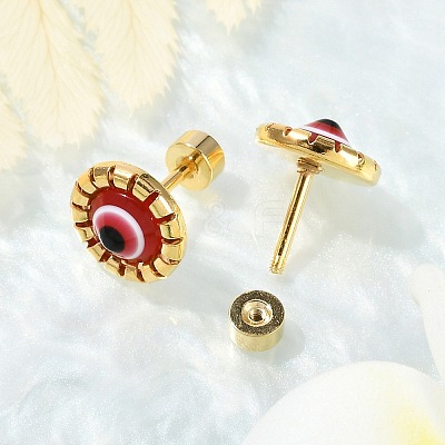 Evil Eye Glass Ear Fake Plugs EJEW-H105-27G-1