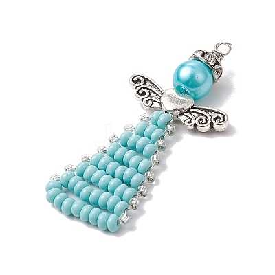Glass Seed Beads Pendants PALLOY-MZ00381-04-1