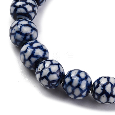 Handmade Blue and White Porcelain Beads Strands PORC-I027-03D-1