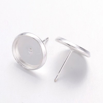 Silver Color Plated Brass Earring Settings X-IFIN-Q006-10mm-S-NF-1