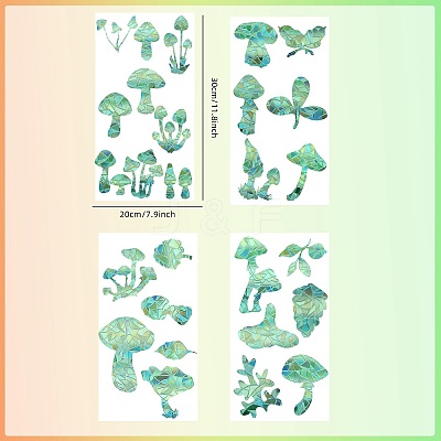 4PCS 2 Styles PVC Stickers Dazzling Color Window Stickers 3D Laser Mushroom Electrostatic Glass Window Stickers JX827A-1