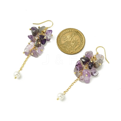 4Pairs 4 Styles Natural & Synthetic Mixed Gemstone Chips & Shell Pearl Dangle Earrings EJEW-TA00273-1
