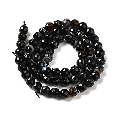 Natural Black Agate Beads Strands G-A246-8mm-04-1