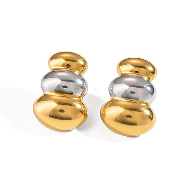 Two Tone 304 Stainless Steel Stud Earrings for Women FM7077-1