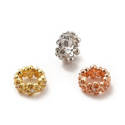 Rack Plating Brass Micro Pave Cubic Zirconia Flower Beads KK-C010-33-1