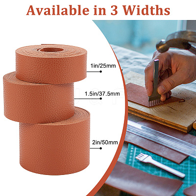2M Flat Single Face Lychee Pattern Imitation Leather Band LC-WH0010-02B-04-1