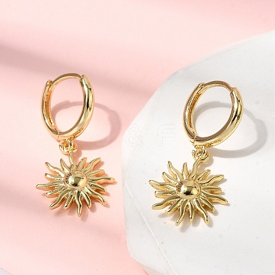 Sun Brass Hoop Earrings EJEW-H180-30A-G-1