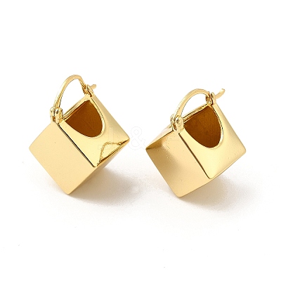 Brass Thick Rhombus Hoop Earrings for Women EJEW-E275-04G-1