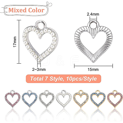 70Pcs 7 Style Alloy Charms ALRI-BC0001-01-1