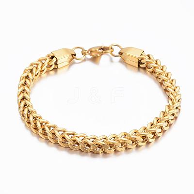 304 Stainless Steel Wheat Chain Bracelets BJEW-H508-06G-1